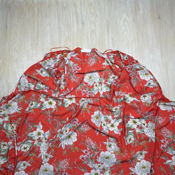 Superfoxx Orange Floral Wrap Summer Casual Midi Boho Cottagecore Dress Medium - Picture 16 of 16